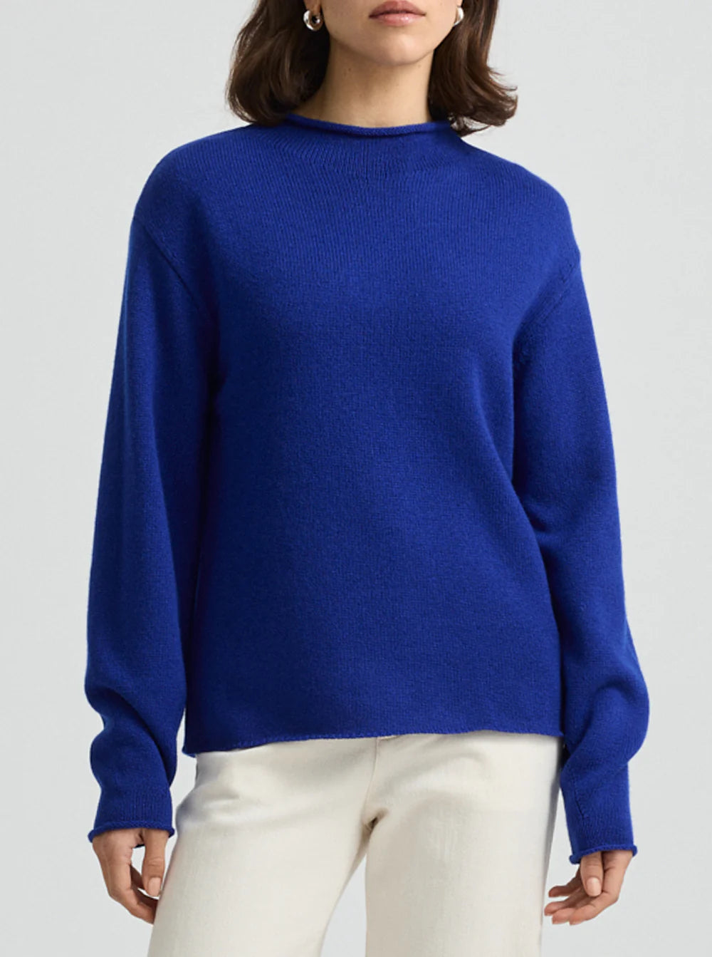 Relaxed Fit Mock Neck Jumper in Cobalt by Toorallie