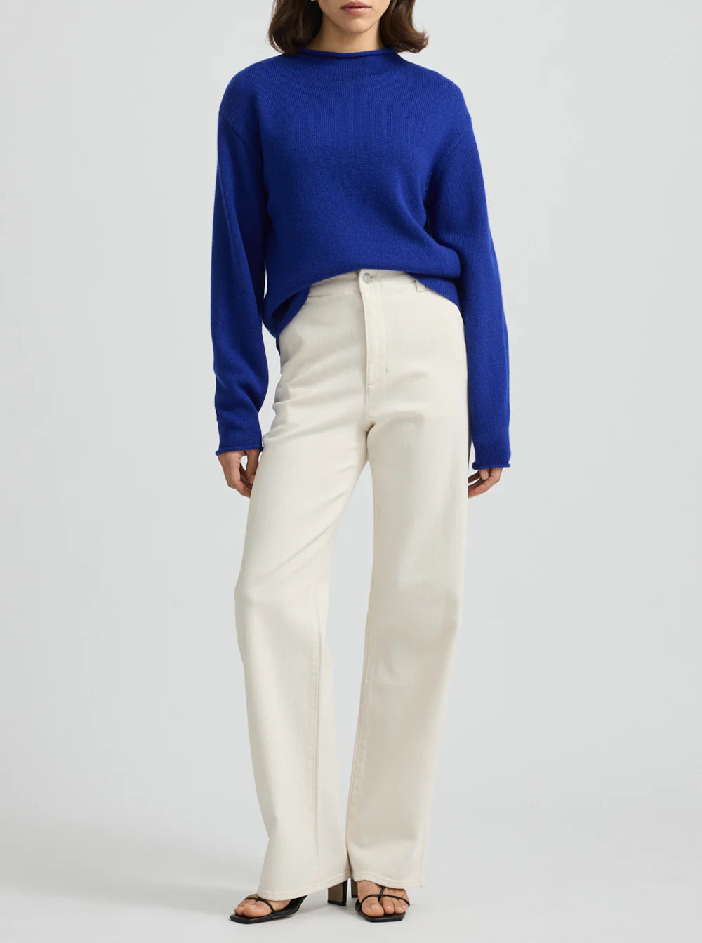 Relaxed Fit Mock Neck Jumper in Cobalt by Toorallie