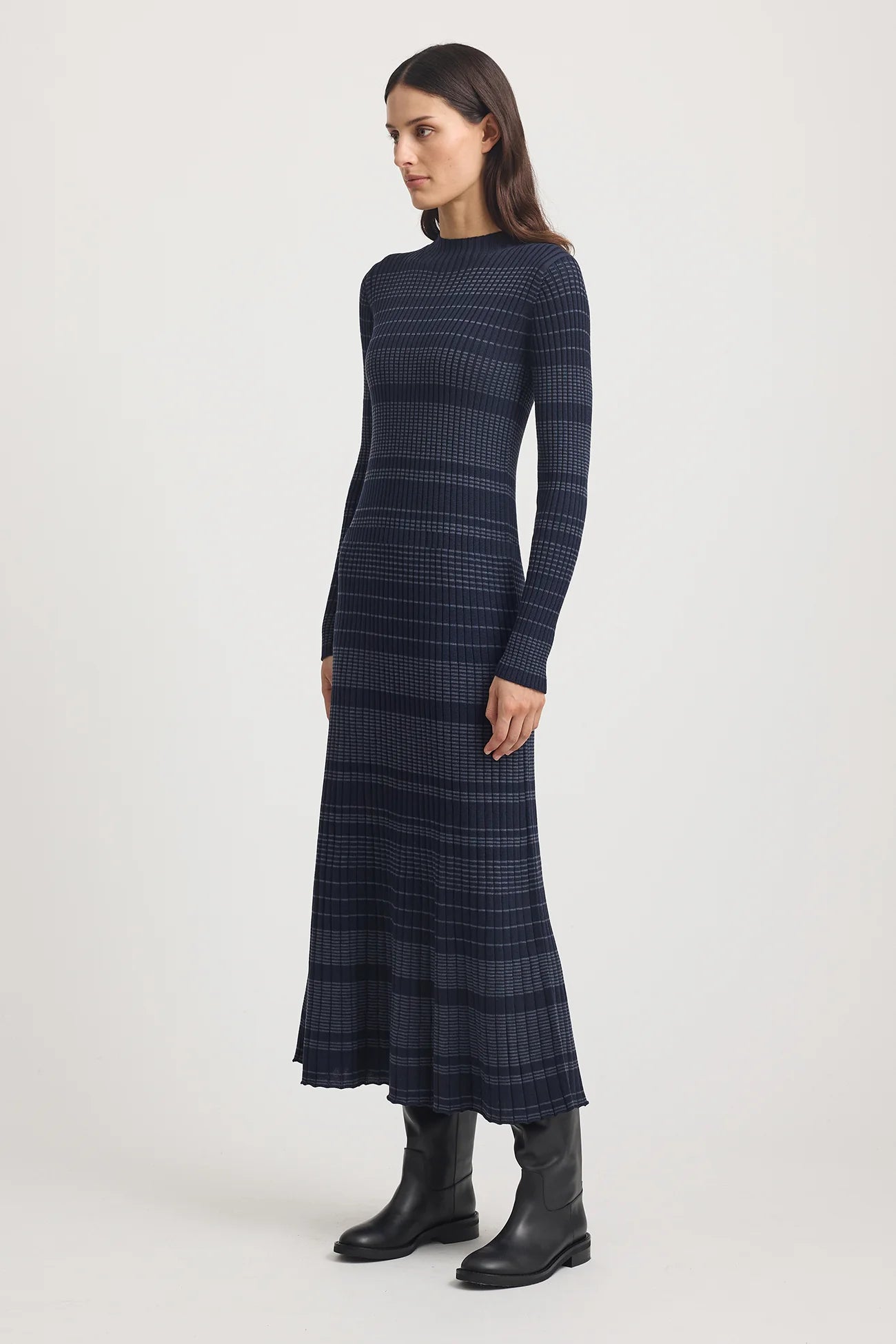 Toorallie Gradient Stripe Dress in French Navy