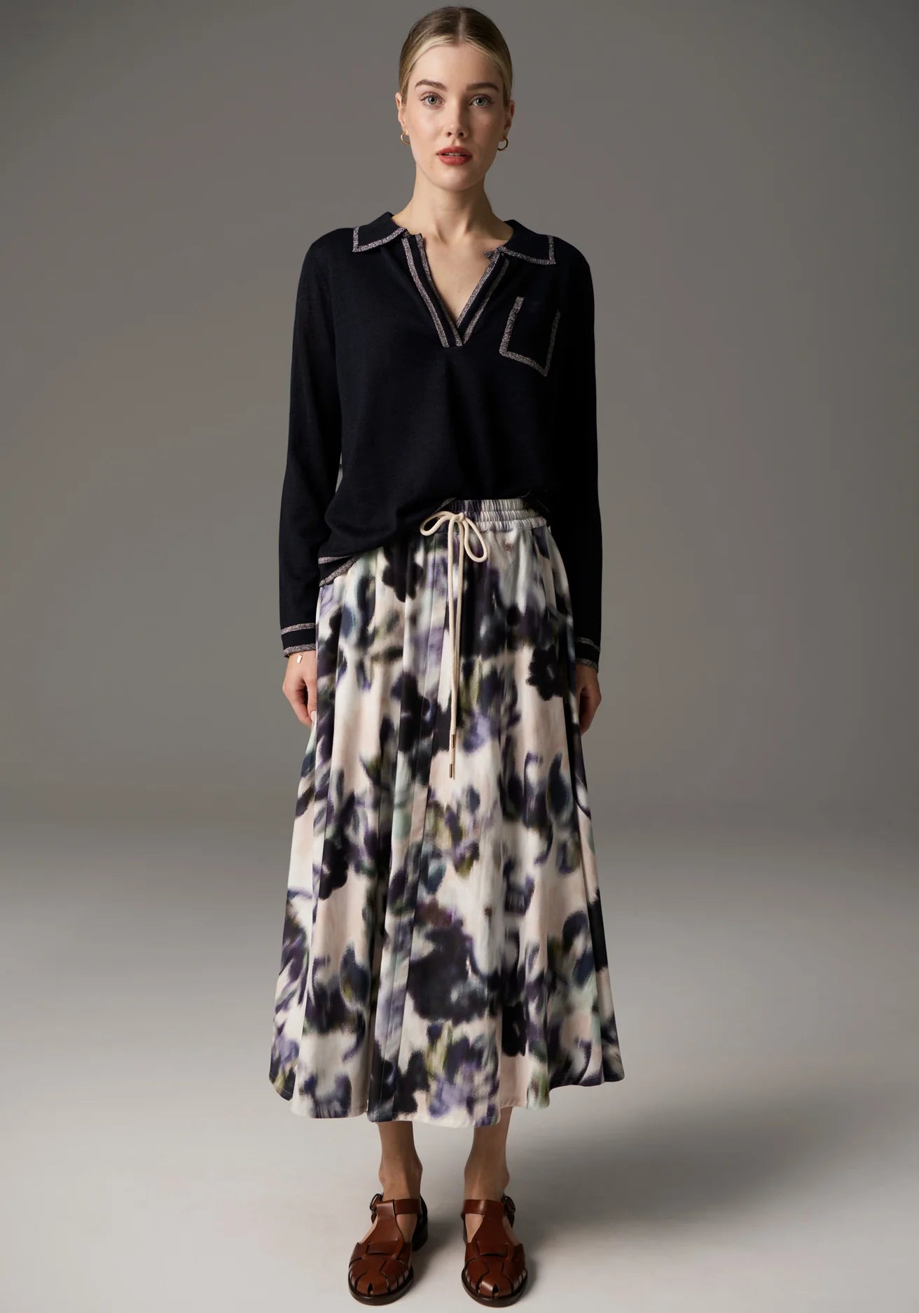 Pol Bennet Lurex Polo Knit Ink