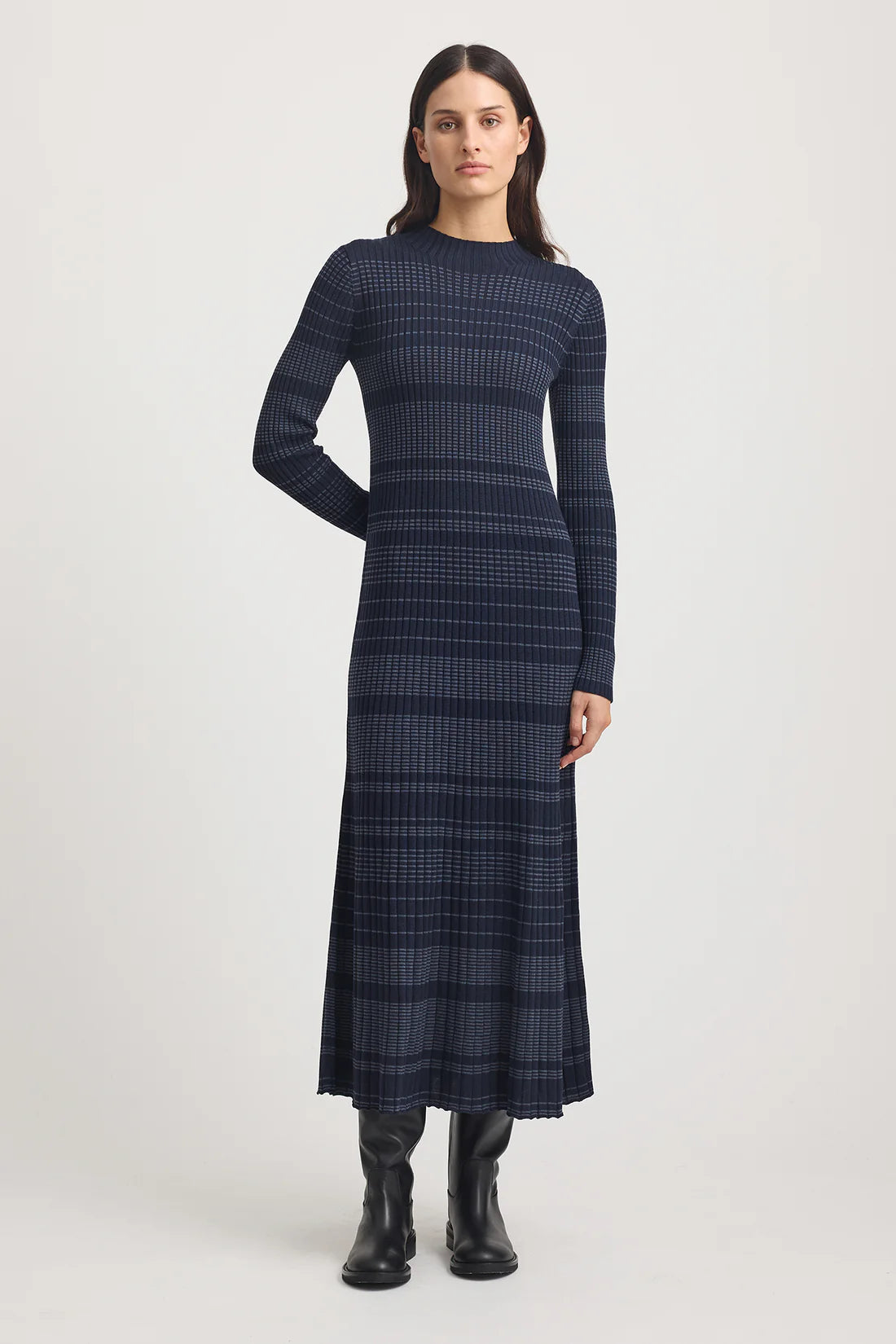 Toorallie Gradient Stripe Dress in French Navy