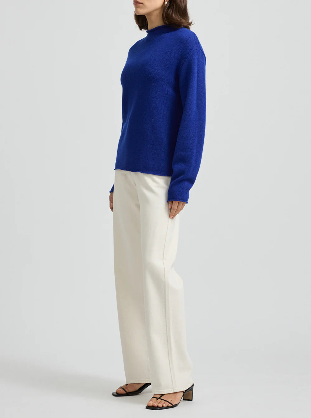 Relaxed Fit Mock Neck Jumper in Cobalt by Toorallie