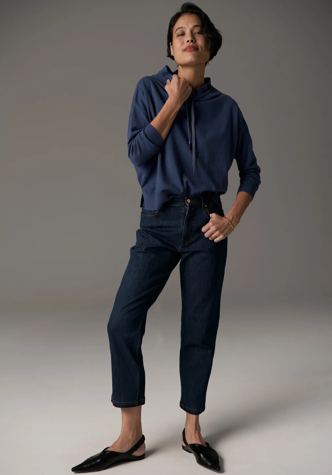 Beech Drawcord Knit Blue