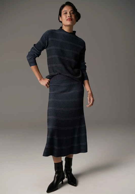 Pol Lara Stripe Knit Charcoal/Blue