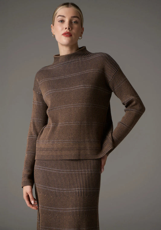 Pol Lara Stripe Knit Toffee/Ink