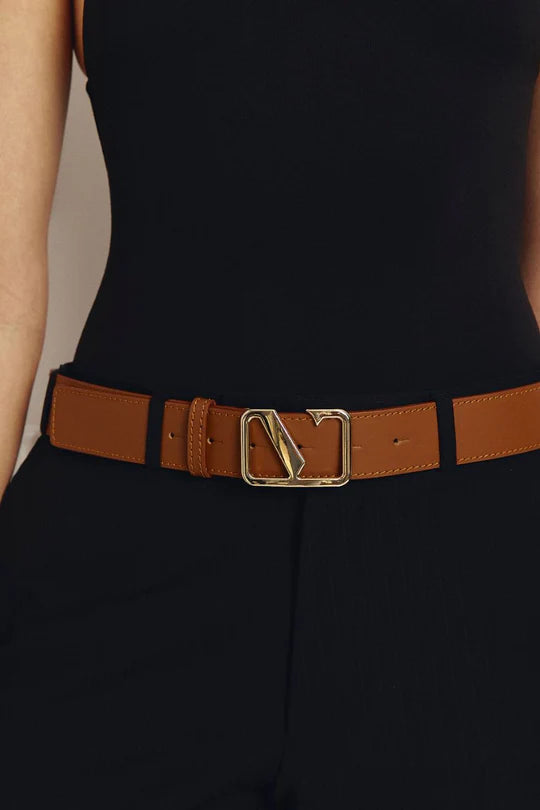 Victoria Tan Smooth Leather Belt by Vestirsi