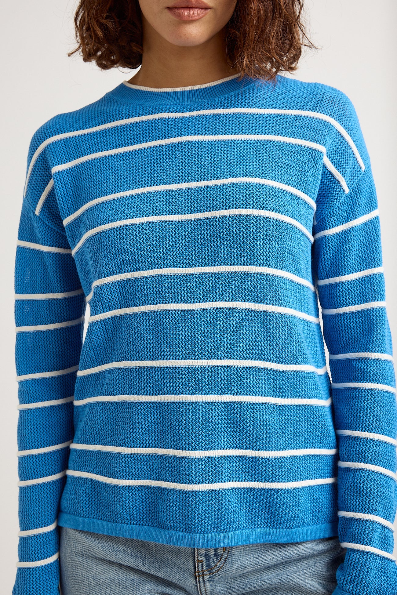 Stripe mesh knit top