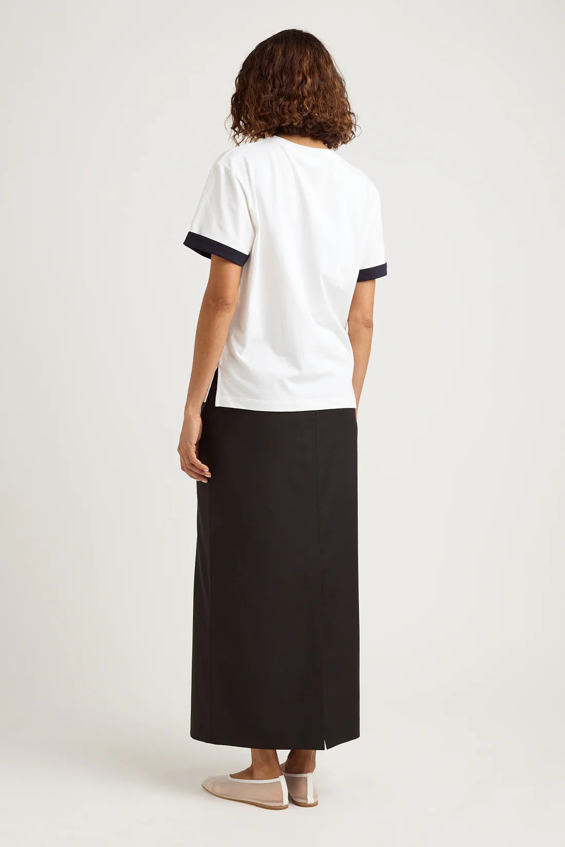 Toorallie Supima® Contrast Sleeve Tee White