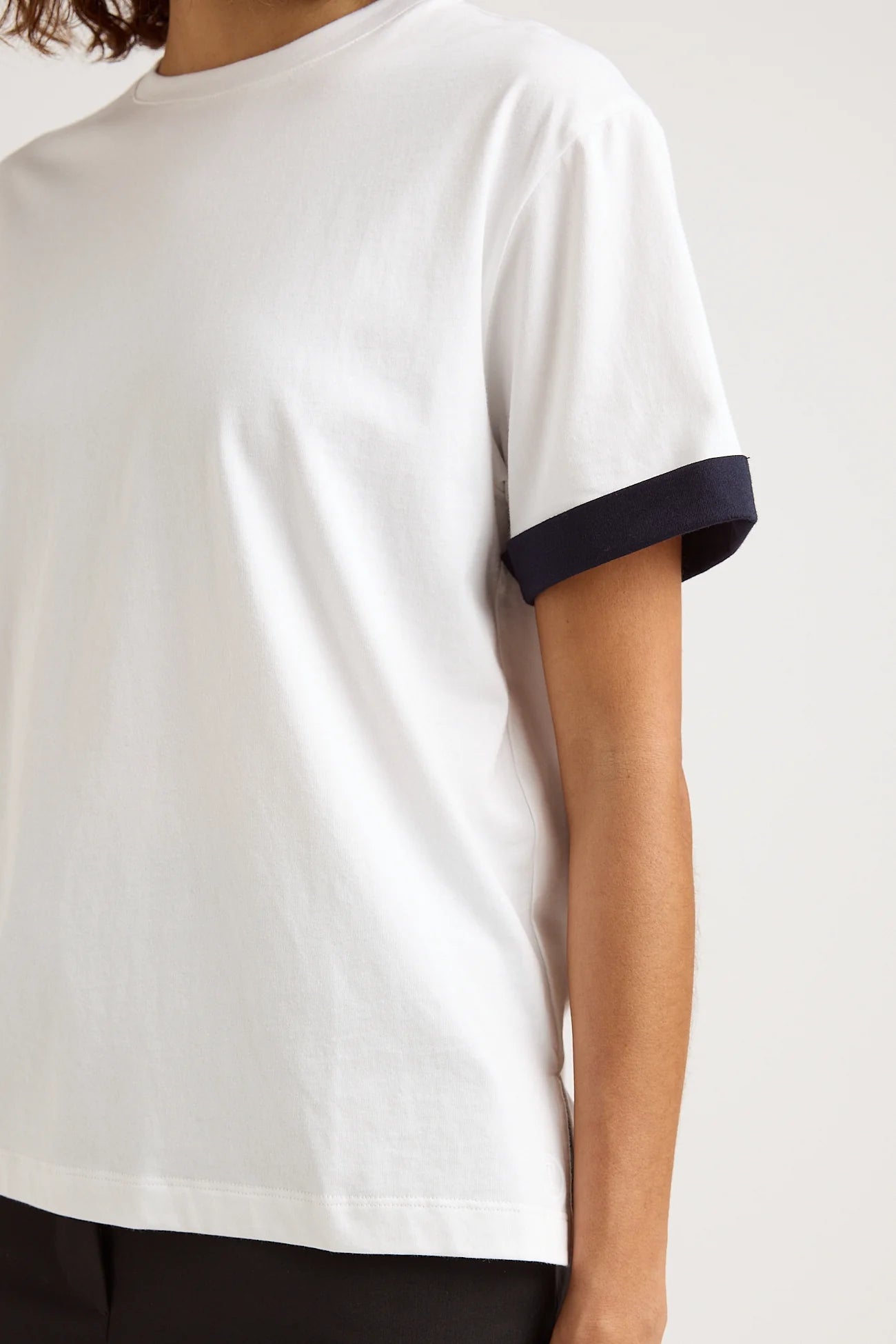 Toorallie Supima® Contrast Sleeve Tee White